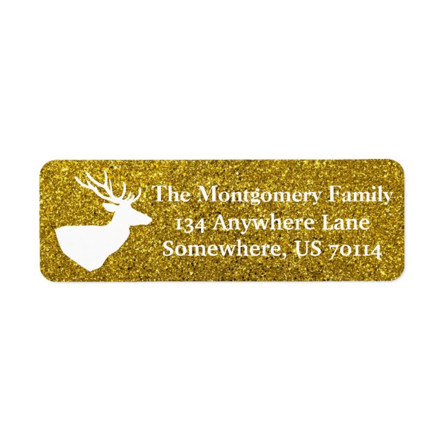 Rustic Christmas White Deer Faux Gold Glitter (Front)