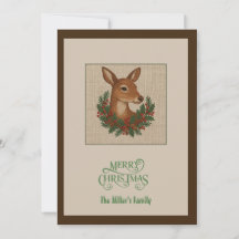 Rustic christmas Winter Deer with Wreath
