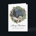 Rustic Christmas Winter Mountain Cabin Holiday Card<br><div class="desc">Rustic Christmas Winter Mountain Cabin Holiday card.  Option to remove text or edit text.</div>