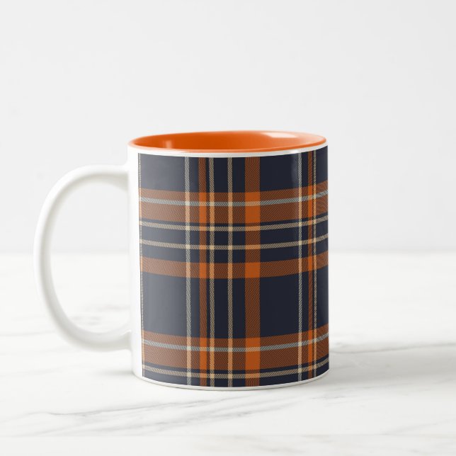 Rustic Christmas/winter plaid  Two-Tone Coffee Mug (Left)
