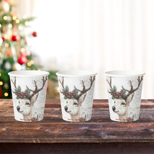Rustic Christmas Winter Reindeer Paper Cups