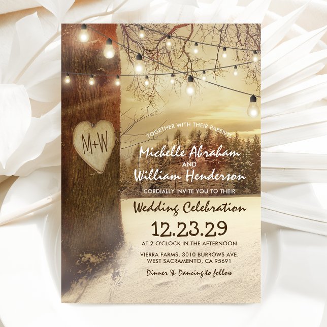 Rustic Christmas Winter Wedding Invitation (Creator Uploaded)