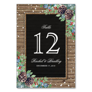 Rustic Christmas Winter Wedding Table Numbers