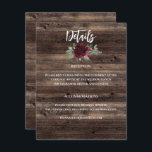 Rustic Christmas Winter Wood Wedding Enclosure Card<br><div class="desc">This Rustic Christmas Winter Wedding Wood details is perfect for a December wedding. The design features beautiful watercolor white and burgundy florals with pine, holy berry and eucalyptus greenery. Add all of the wedding details such as reception information, accommodations information and your wedding website. For further personalisation, please click the...</div>