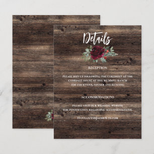 Rustic Christmas Winter Wood Wedding Enclosure Card