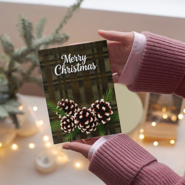 Rustic Christmas with Pinecones  Card (Creator Uploaded)