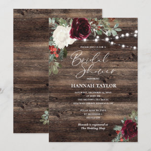Rustic Christmas Wood Winter Bridal Shower Invitation