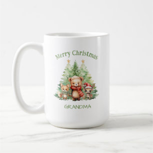 RUSTIC CHRISTMAS WOODLAND ANIMALS PERSONALIZE COFFEE MUG