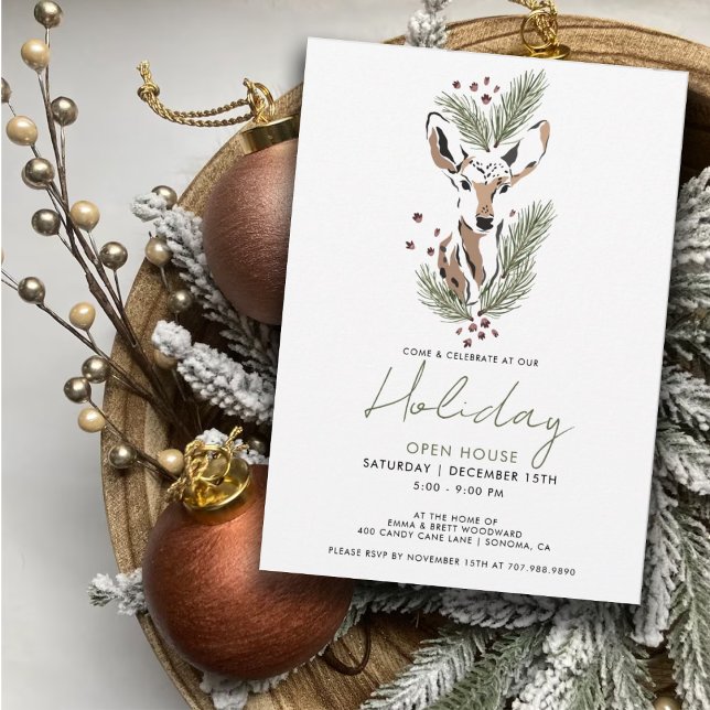 Rustic Christmas Woodland Deer Holiday Party Invitation (Creator Uploaded)