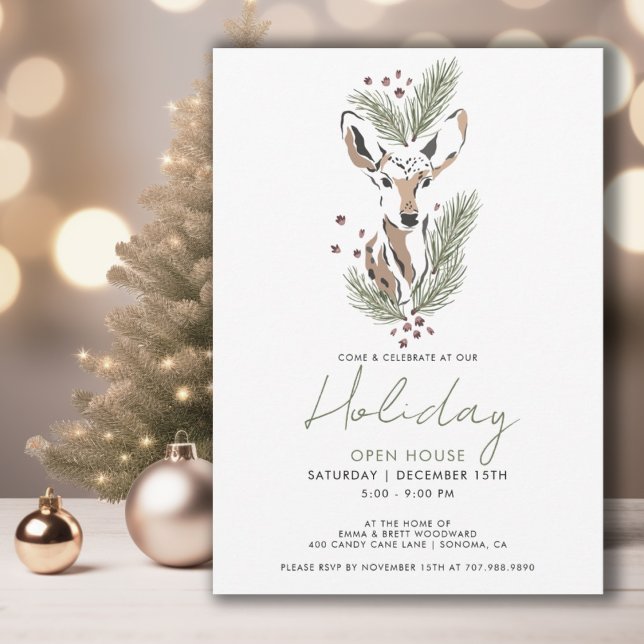 Rustic Christmas Woodland Deer Holiday Party Invitation (Creator Uploaded)