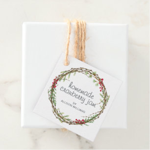 Rustic Christmas Wreath Homemade Cranberry Jam Favour Tags
