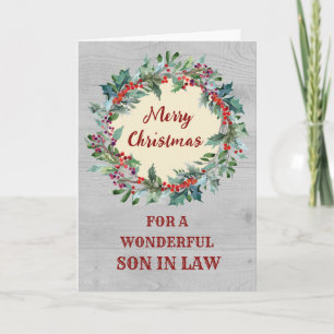 Rustic Christmas Wreath Son in Law Merry Christmas Card