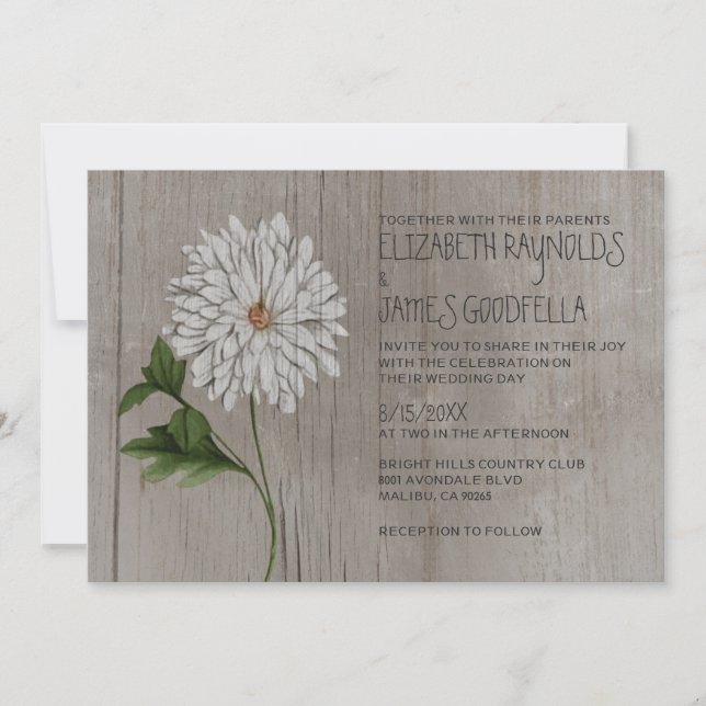 Rustic Chrysanthemum Wedding Invitations (Front)