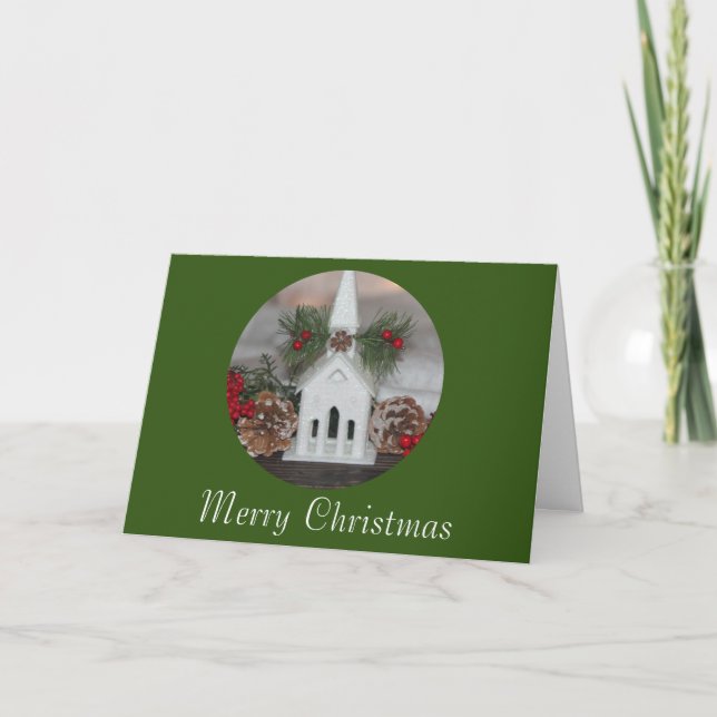 Rustic Church Christmas James 1:17 Personalised Holiday Card (Front)