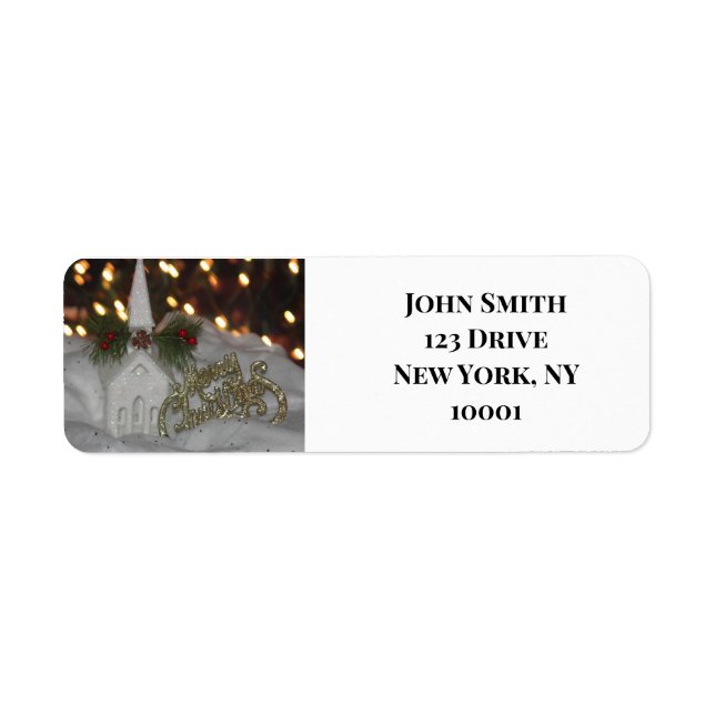 Rustic Church Christmas Return Address Labels (Front)