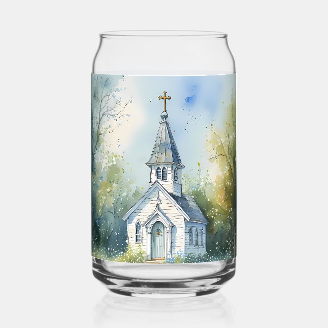 Rustic Church Path in Wildflower Meadow Can Glass (Front)