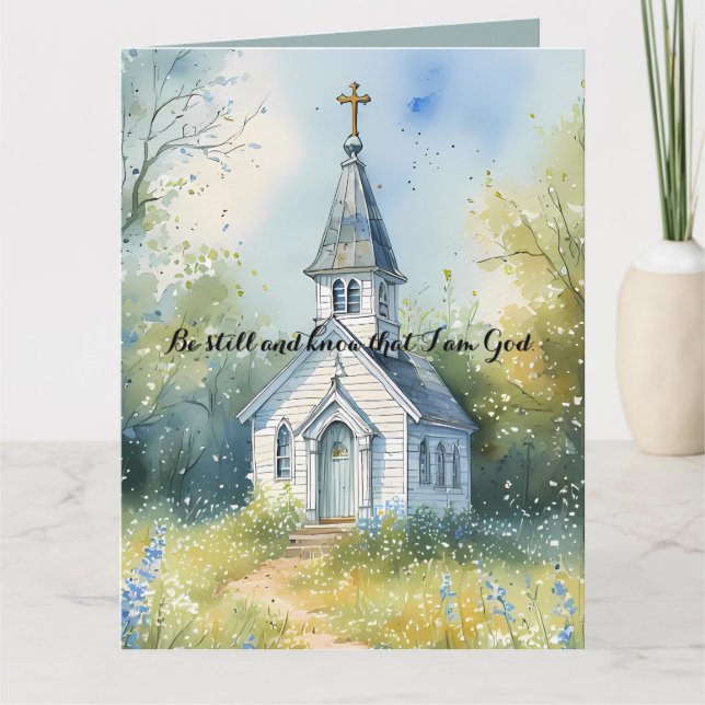 Rustic Church Path in Wildflower Meadow Card (Front)