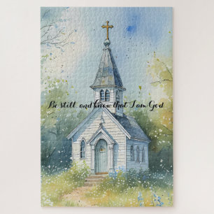 Rustic Church Path in Wildflower Meadow Jigsaw Puzzle