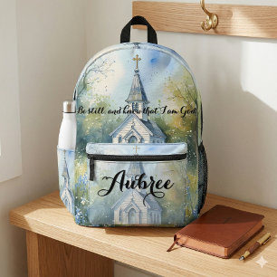 Rustic Church Path in Wildflower Meadow Printed Backpack