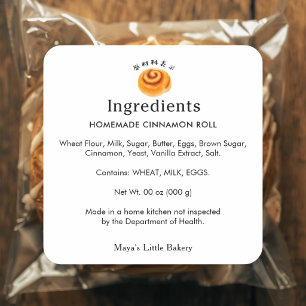 Rustic Cinnamon Roll Bakery Ingredients Product Square Sticker
