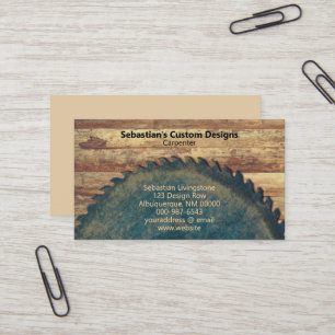 Rustic Circular Saw Carpentry Professional Business Card