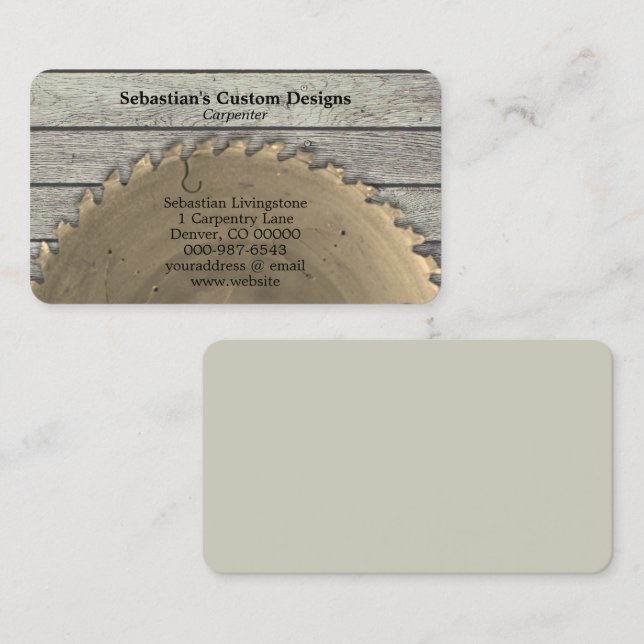 Rustic Circular Saw Carpentry Professional Business Card (Front/Back)