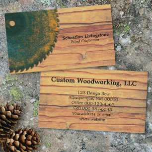 Rustic Circular Saw Quarter View Carpentry Business Card
