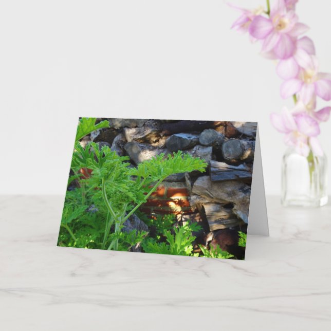 Rustic Citronella Leaf Portrait Card (Orchid)