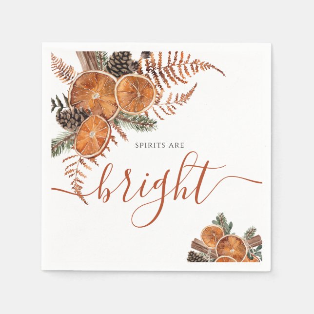 Rustic Citrus And Pine Winter Holiday  Napkin (Front)