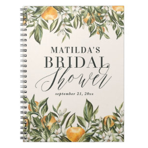 Rustic citrus bridal shower botanical floral chic notebook