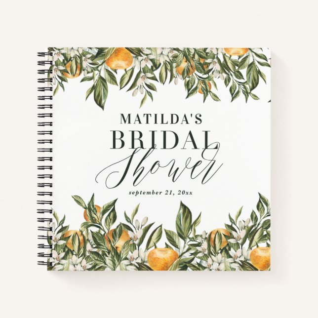 Rustic citrus bridal shower botanical floral chic notebook (Front)