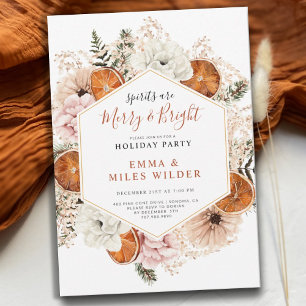 Rustic Citrus Evergreen Holiday Party Invitation