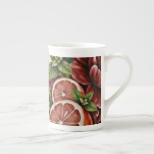 Rustic Citrus Floral summer Bridal Shower Bone China Mug