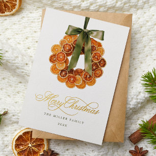 Rustic Citrus Holiday Greeting Foil Card