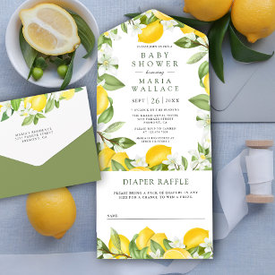 Rustic Citrus Lemon Orchard Baby Shower All In One Invitation