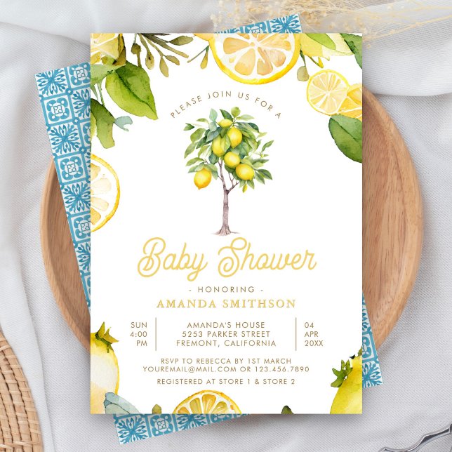 Rustic Citrus Lemon Tree Baby Shower Invitation (Creator Uploaded)