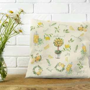 Rustic Citrus Lemon Yellow Pattern Cushion