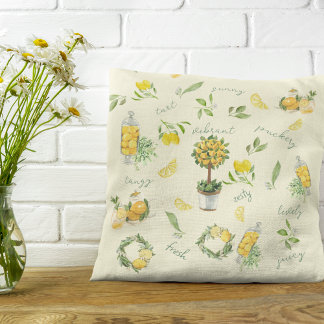 Rustic Citrus Lemon Yellow Pattern Cushion
