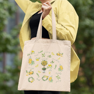 Rustic Citrus Lemon Yellow Personalised Tote Bag