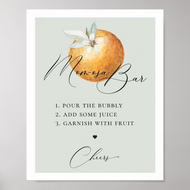 Rustic Citrus Orange Mom-osa Bar Poster (Front)