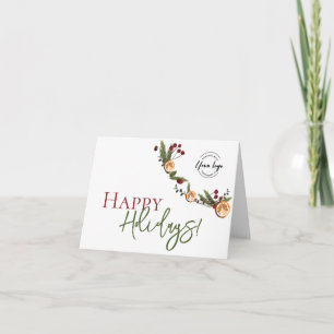 Rustic Citrus & Pine Corporate Custom Christmas Holiday Card