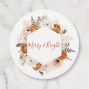 Rustic Citrus Pine Floral Holiday Favour Tags