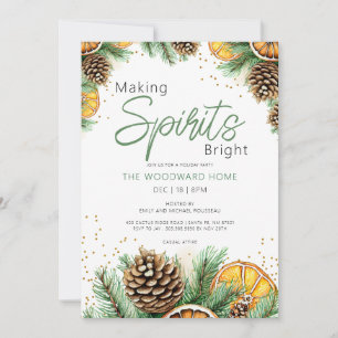 Rustic Citrus Pine Making Spirits Bright Holiday P Invitation