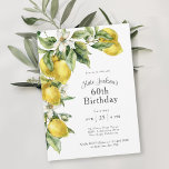 Rustic Citrus Watercolor Lemons 60th Birthday Invitation<br><div class="desc">This beautiful Mediterranean themed 60th birthday party invitation exudes rustic charm. It features a cascading arrangement of fresh watercolor lemons in citrus yellow and green with white blossoms. It makes a beautiful choice for birthday celebrations at any age and has a bright and cheerful colour scheme evoking happiness and joy....</div>