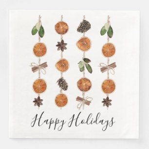 Rustic Citrus Winter Holiday Christmas Party  Napkin