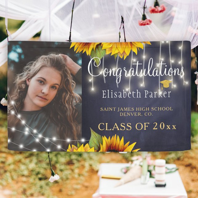Rustic class of 2021 sunflower congrats grad PHOTO Banner (Creator Uploaded)