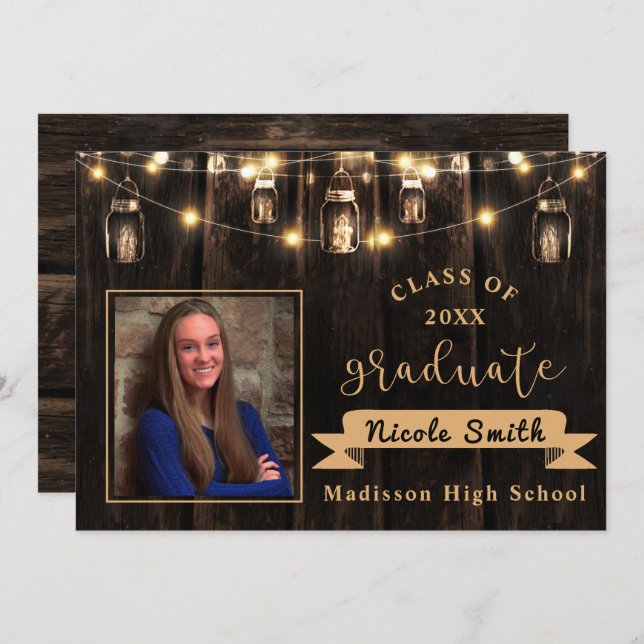 Rustic Class Of 2024 Graduation Photo Announcement (Front/Back)
