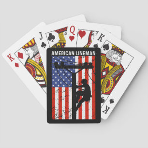 Rustic Classic American Lineman USA Flag Playing Cards
