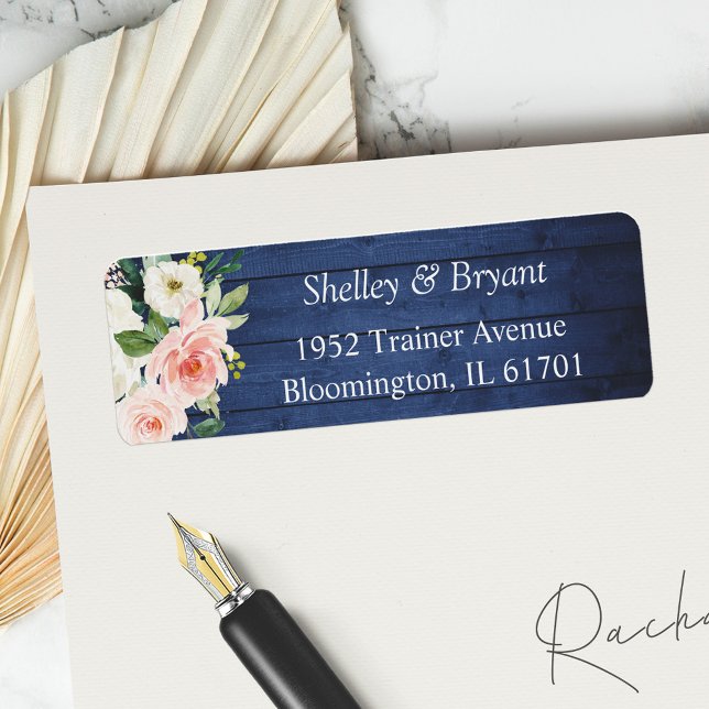 Rustic Classic Blue Bush Floral Return Address (Creator Uploaded)