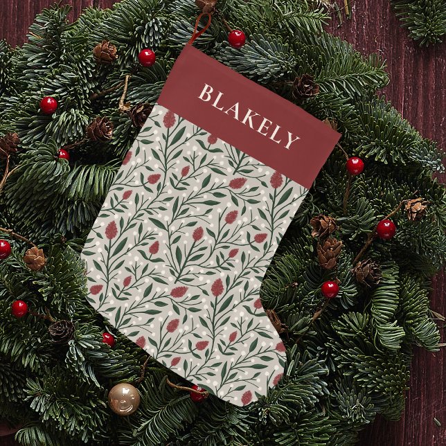 Rustic Classic Christmas Floral Personalised Large Christmas Stocking (Creator Uploaded)
